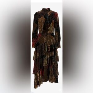 Legally Red Dress - multicolored high low velvet